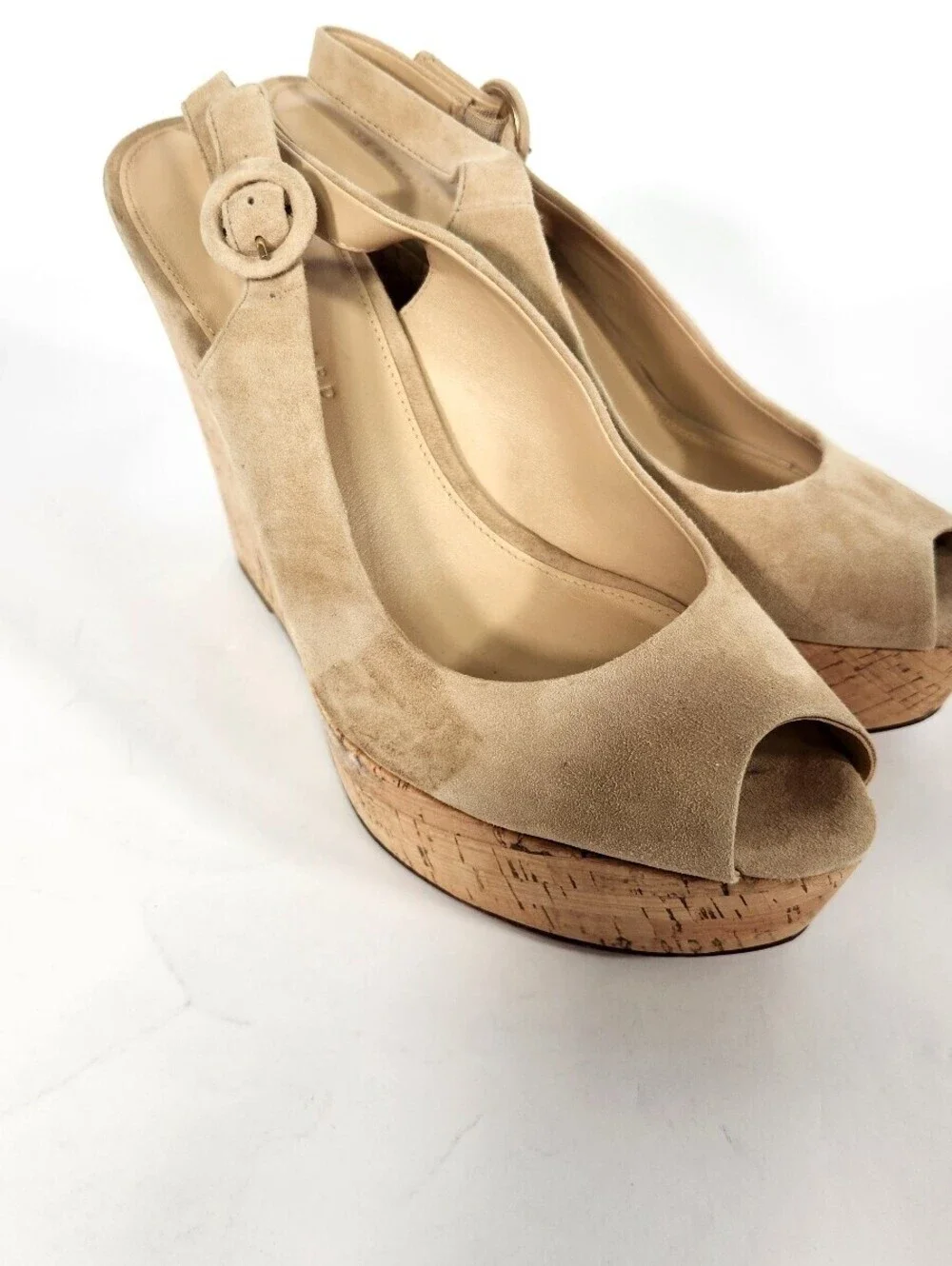 NWD Veronica Beard Dali Suede Peep-Toe Wedges